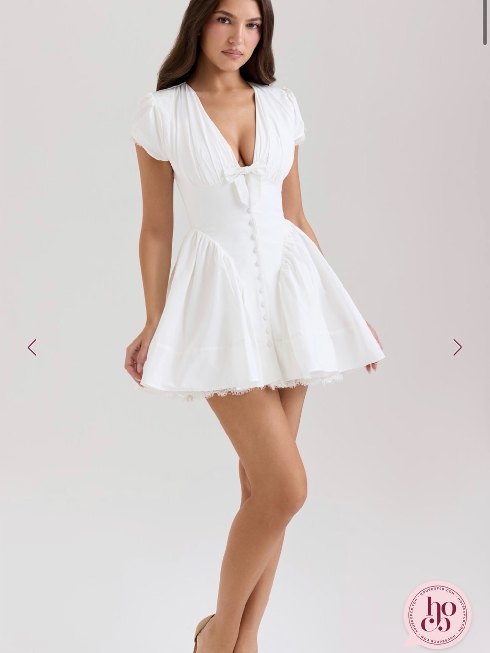 House of CB White Tie-Front Mini Dress